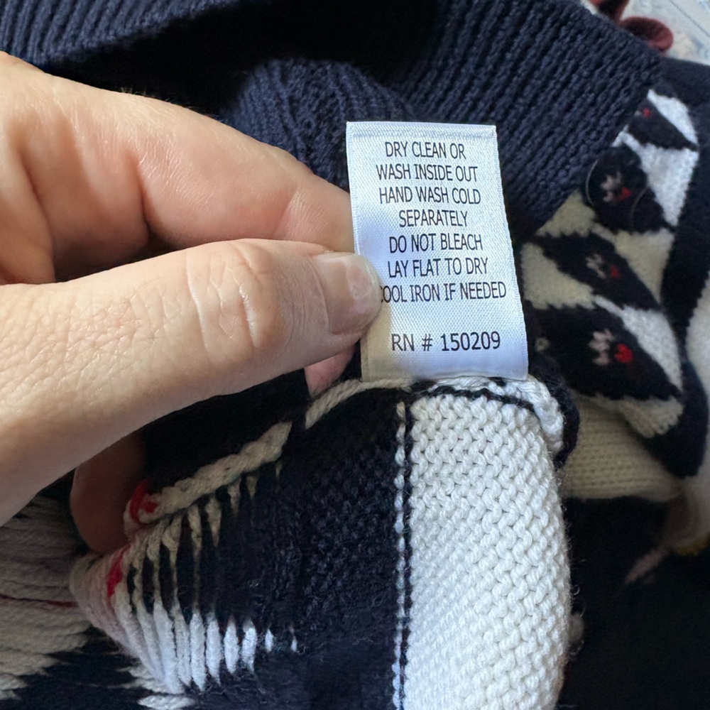 NWOT La Ligne Fairisle Patchwork Cardigan Navy Multi Extra Large (XL) 100% Wool - Picture 9 of 13